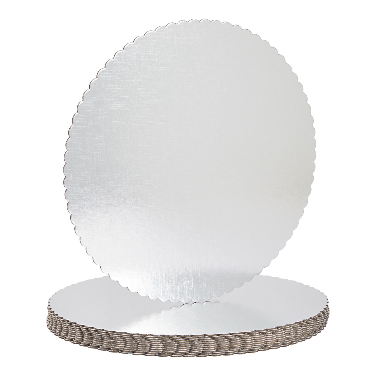 Juvale Scalloped Round Cake Boards - Sturdy Base Board for Dessert Display - Silver Cake Circles for Tiered Desserts - 11.5 in, Pack of 12, Silver